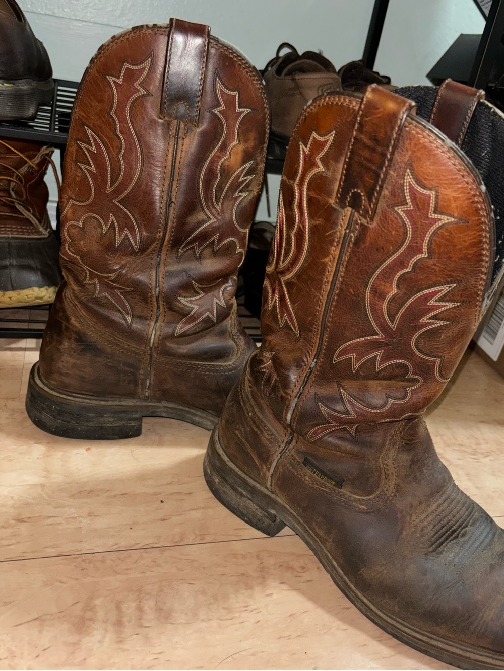 Dan Post Brown Leather Western Cowboy Boots Embroidered Distressed Men’s 10.5